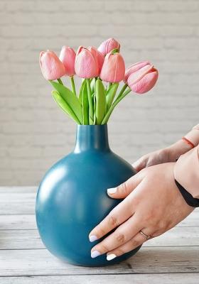 Opal Blue Metal Flower Vase Opal Blue Modern Dcor