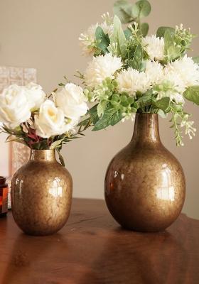 Antique Gold Metal Flower Vase Antique Gold Premium Design (Set Of 2)