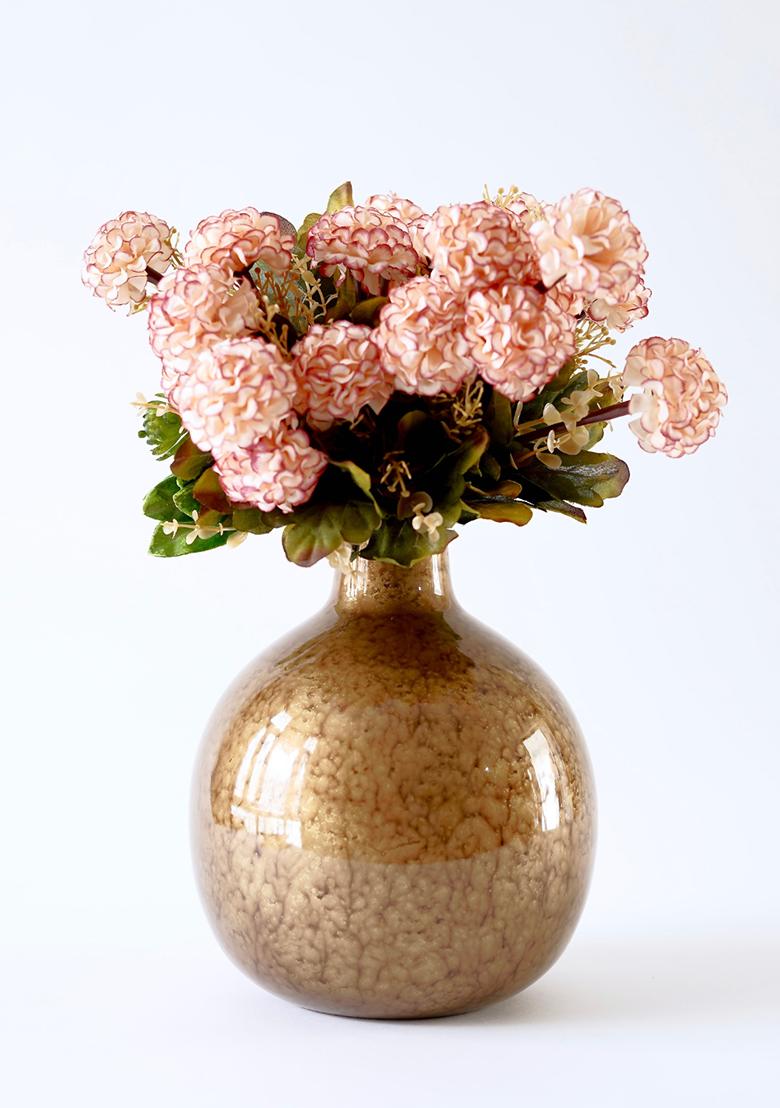Gold Metal Flower Vase Antique Gold Premium Design (Set Of 2)