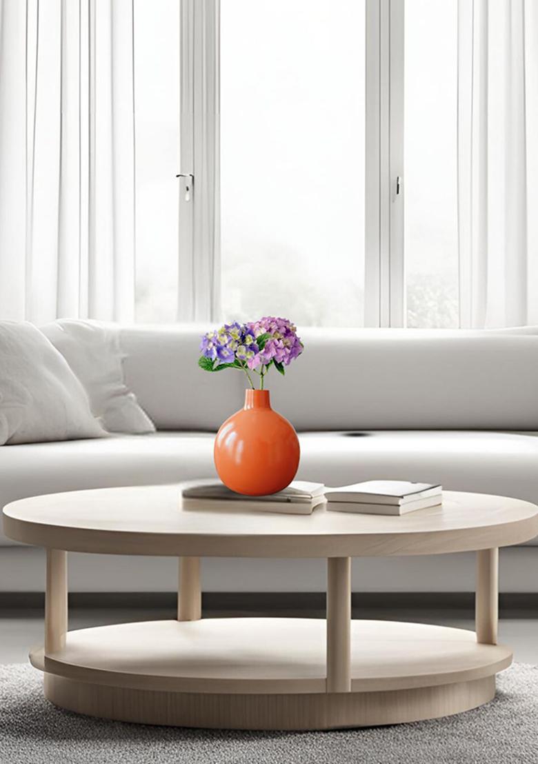 Orange Metal Flower Vase Vibrant Design