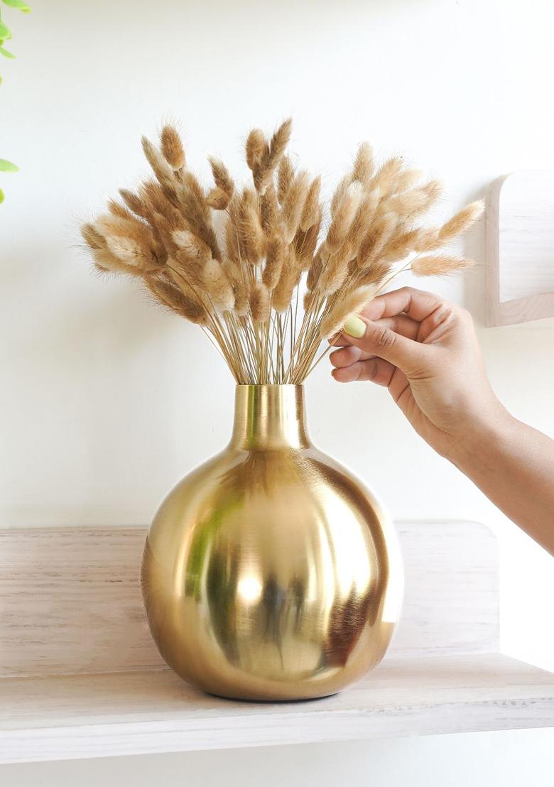 Gold Glossy Golden Metal Vase Large Elegant Finish