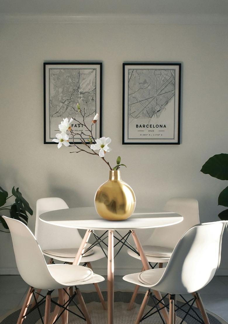 Gold Glossy Golden Metal Vase Large Elegant Finish