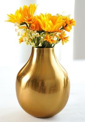 Gold Golden Metal Flower Vase Small Elegant Finish