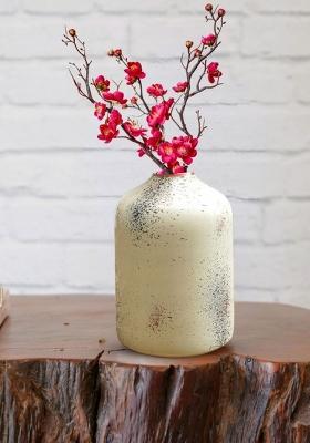 White Metal Bud Bottle Vase Off White