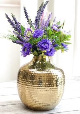 Gold Meal Hammered Flower Vase Gold