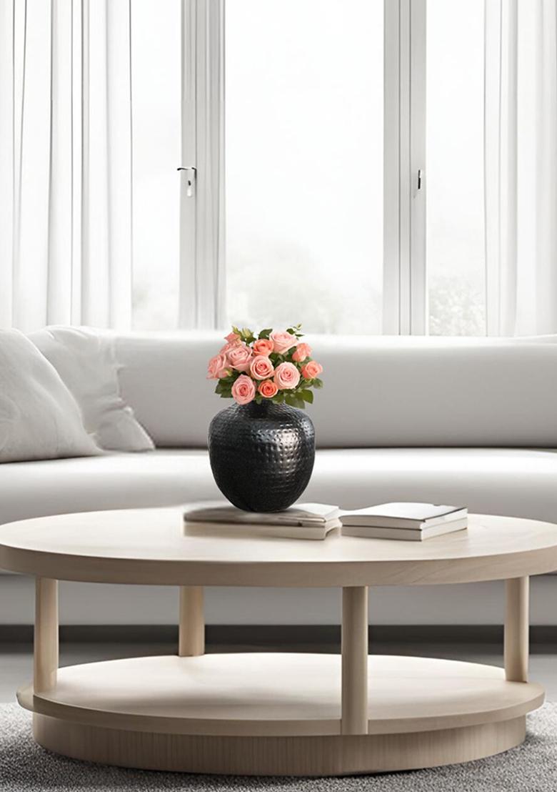 Black Metal Flower Vase Black Premium Finish