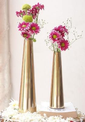 Gold Metal Flower Vase (Set Of 2)