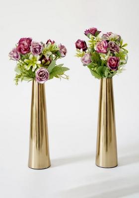 Gold Metal Flower Vase (Set Of 2)