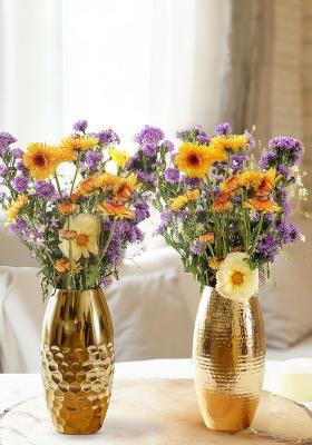 Gold Modern Metal Flower Vase Gold (Set Of 2)