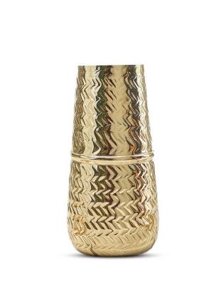 Gold Arrow Embossed Metal Flower Vase