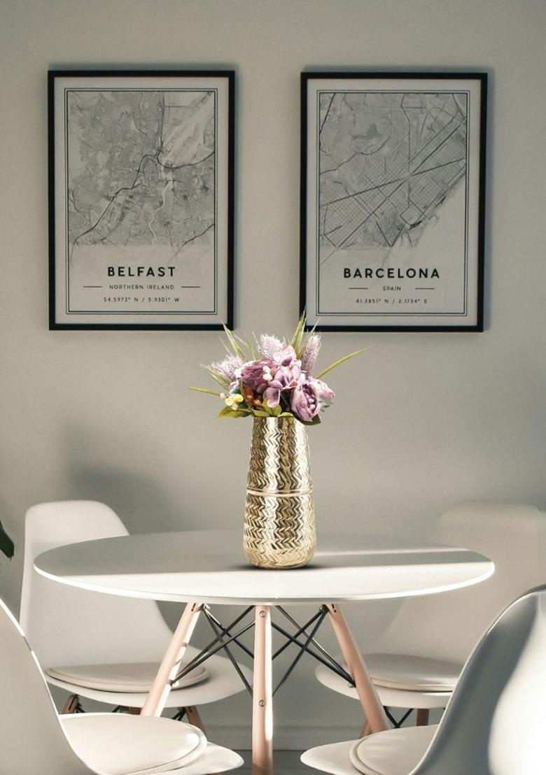 Gold Arrow Embossed Metal Flower Vase