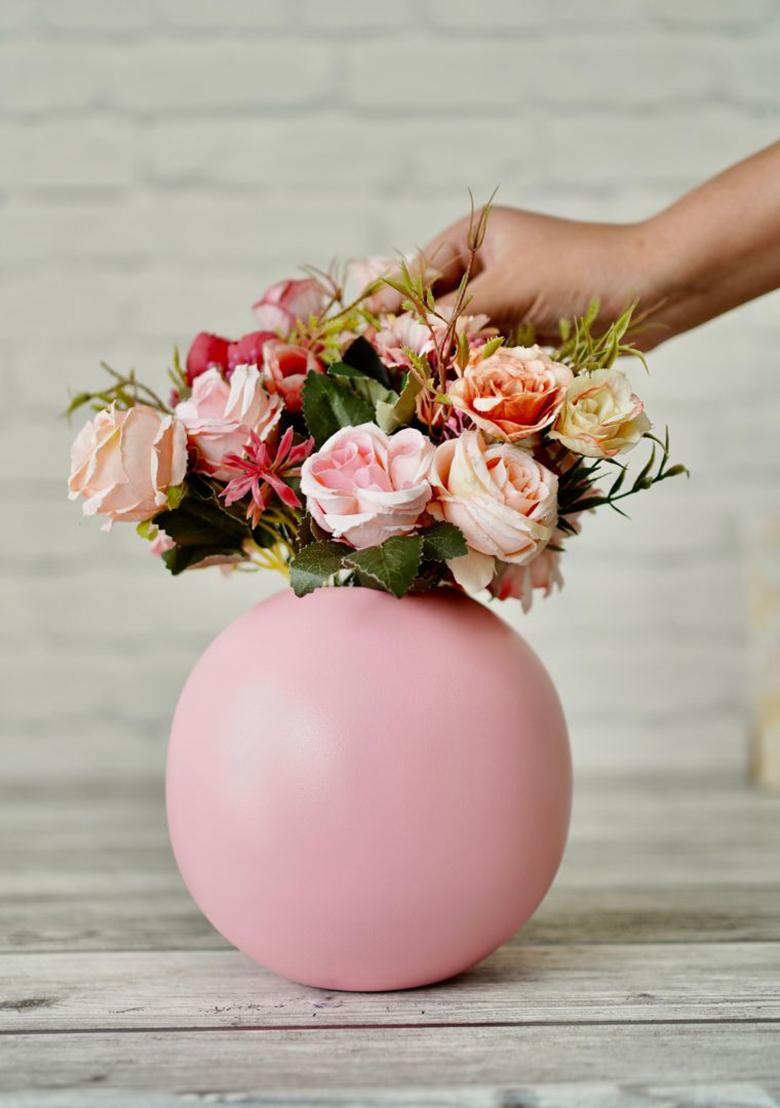 Pink Metal Flower Vase Large Premium Design