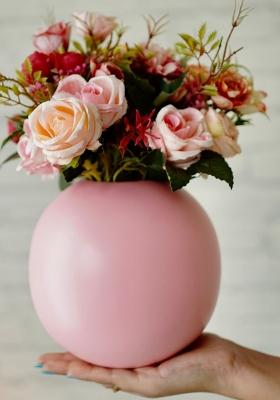 Pink Metal Flower Vase Modern Style