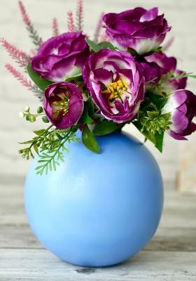 Blue Metal Flower Vase Large Premium Look