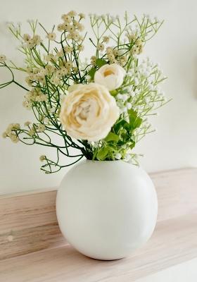 White Metal Ball Flower Vase Large Elegant Design