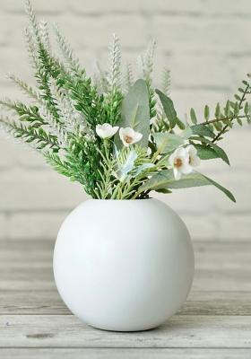 White Metal Flower Vase Small Compact Design