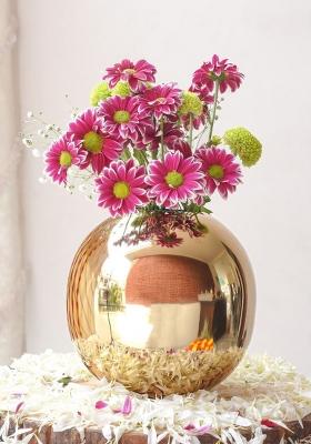 Gold Metal Ball Flower Vase Large Elegant Design