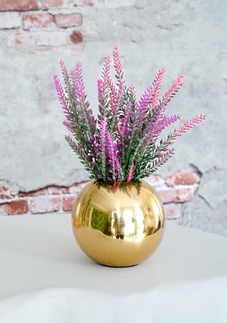 Gold Metal Ball Flower Vase Small Elegant Design