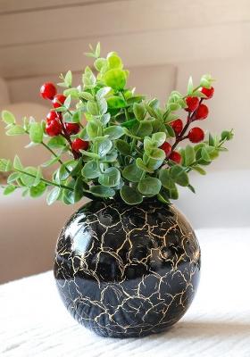Gold Metal Flower Vase Small Crackled Modern Design
