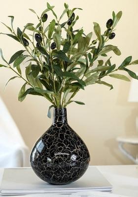 Black Metal Flower Vase Black Crackled Premium Finish