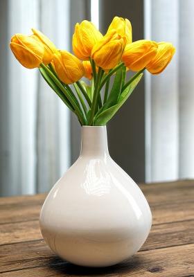 White Metal Flower Vase Tall Premium Look