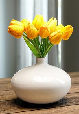 White Metal Flower Vase Wide Premium Look