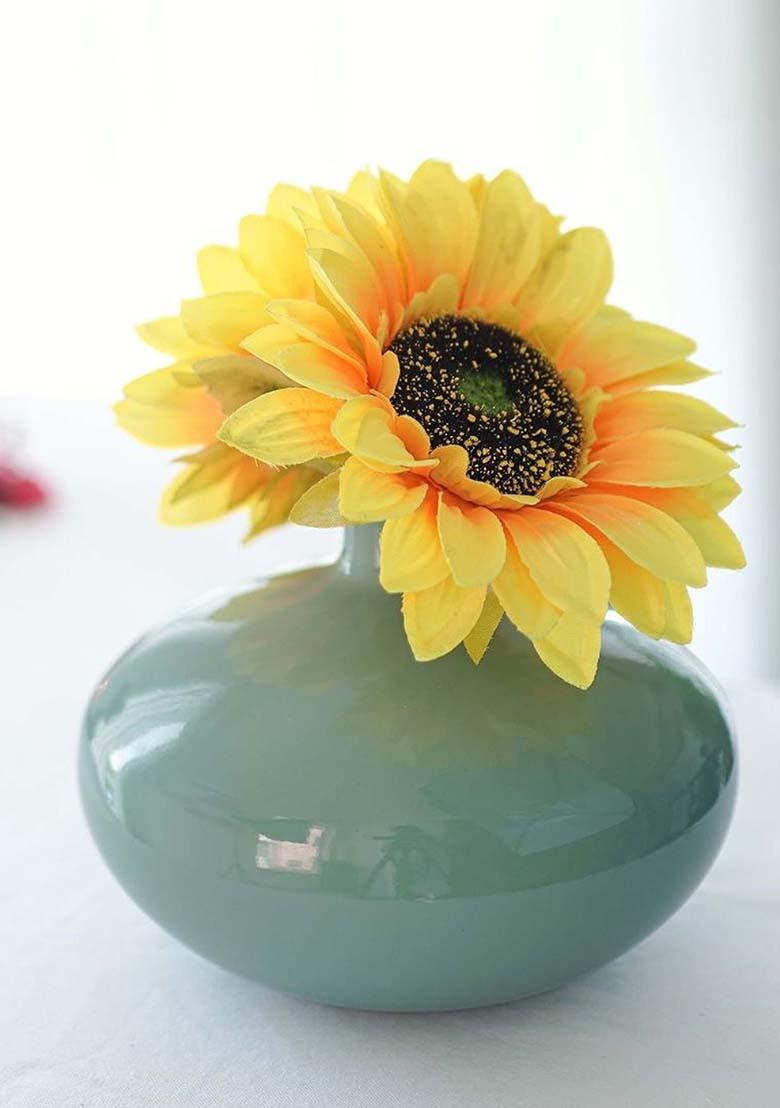 Sea Mist Green Metal Flower Vase Elegant Style