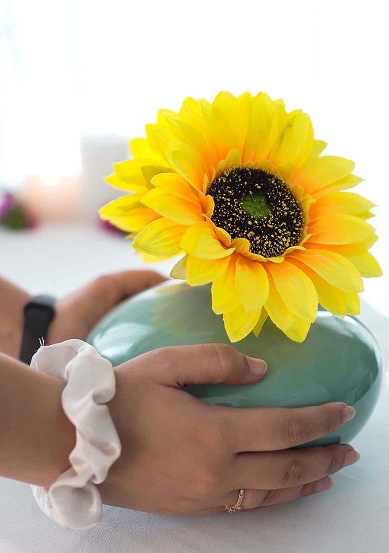 Sea Mist Green Metal Flower Vase Elegant Style