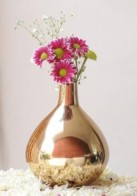 Gold Metal Flower Vase Golden Premium Design