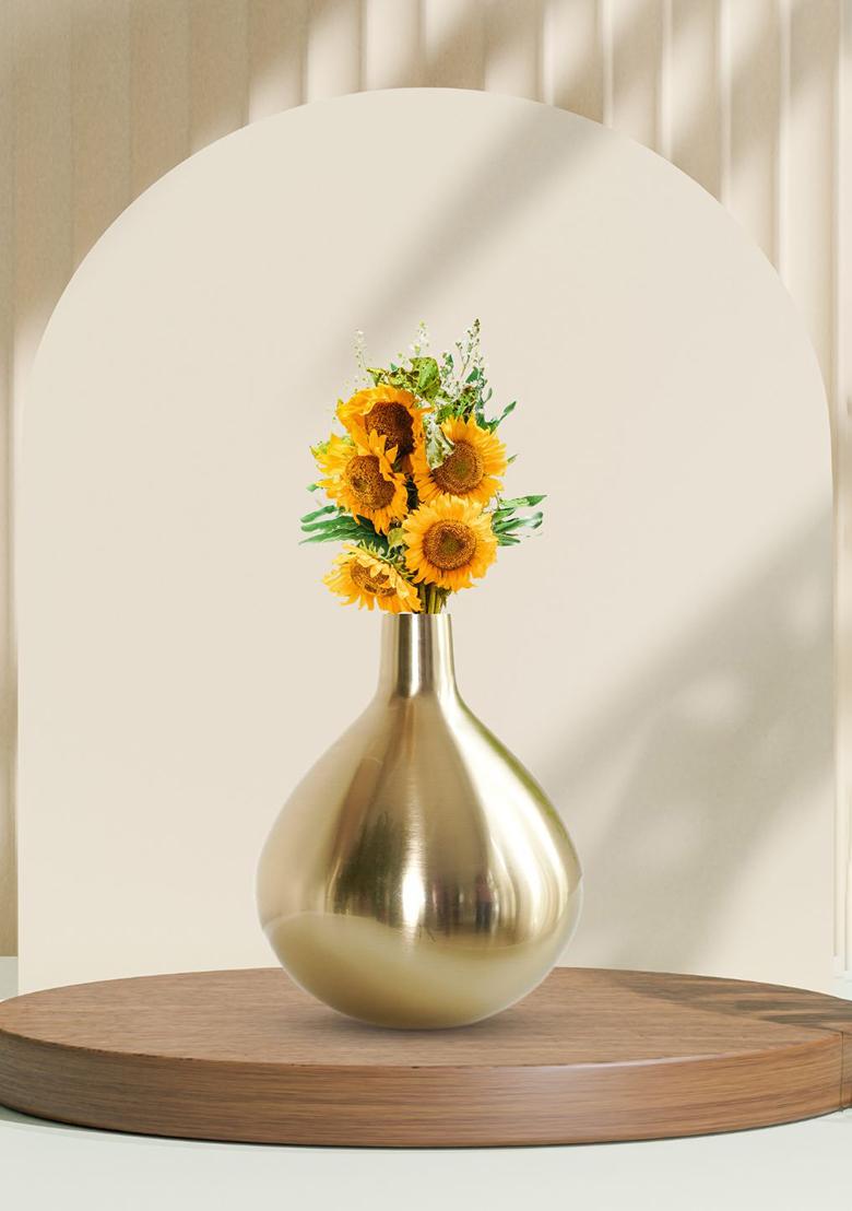 Gold Metal Flower Vase Golden Premium Design