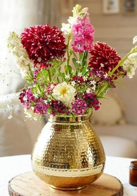 Gold Matki Style Metal Flower Vase Traditional Look
