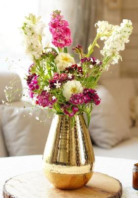 Gold Metal Flower Vase Drop Shape Gold Modern Design