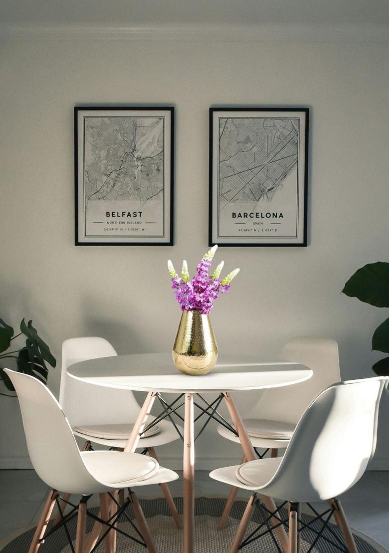 Gold Metal Flower Vase Drop Shape Gold Modern Design