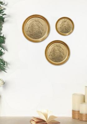 Gold Embossed Texture Wall Plates Decorative Style (Set Of 3)