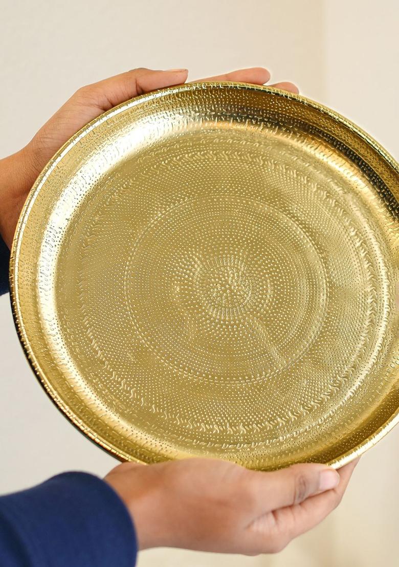 Gold Embossed Texture Wall Plates Large Decorative Style