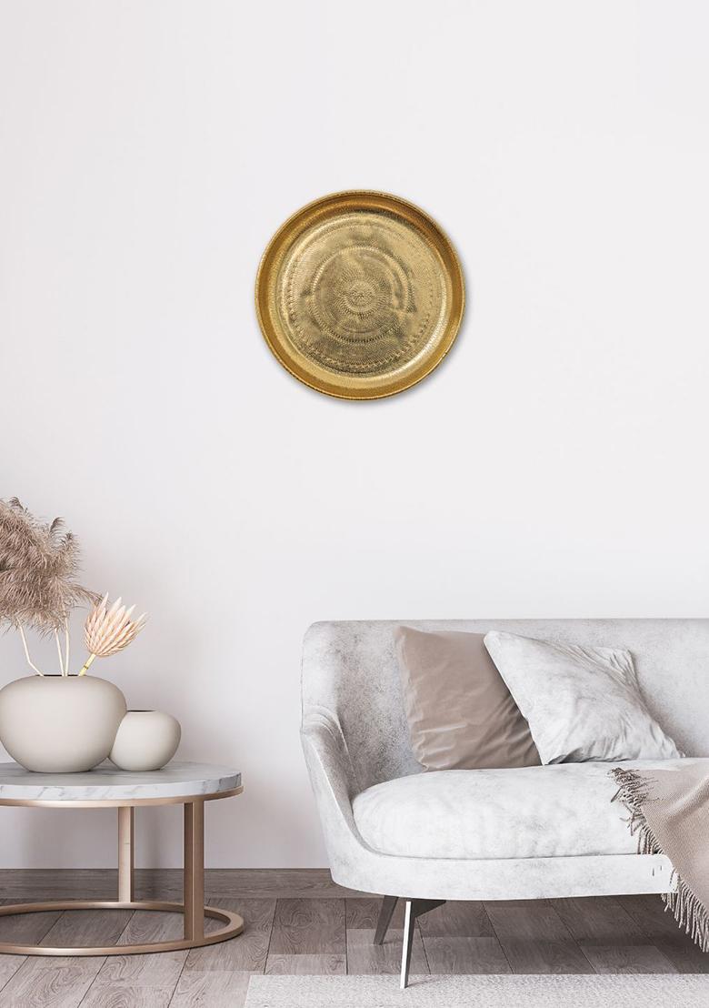 Gold Embossed Texture Wall Plates Large Decorative Style