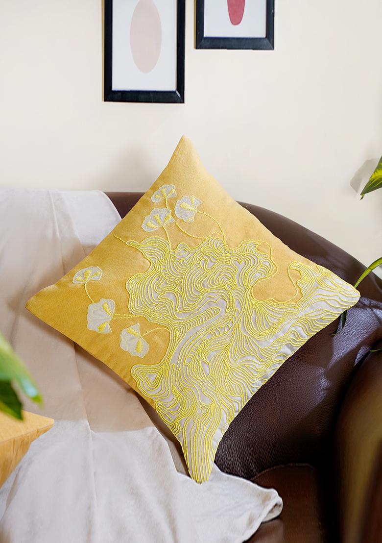 Sand Yellow Morning Abstract Cushion Cover