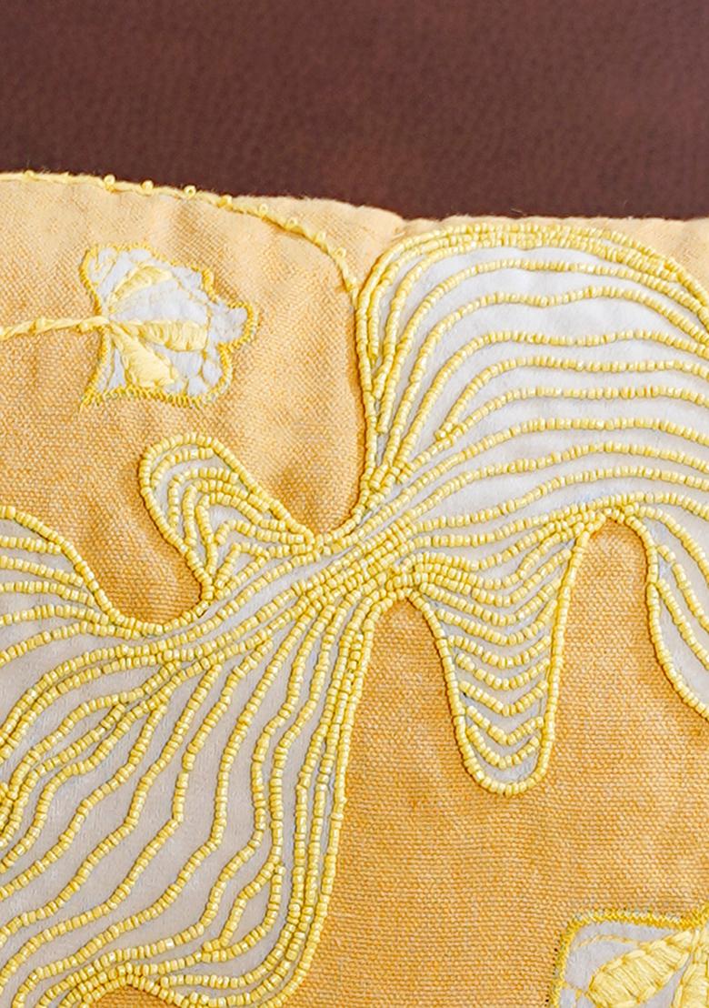 Yellow Morning Cotton Abstract Cushion Cover