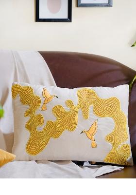 Off White Velvet Abstract Cushion Cover