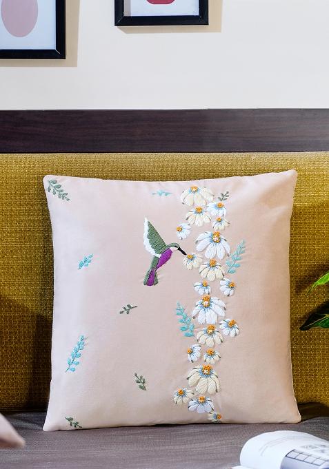 Light Peach Spring Blooms Cushion Cover