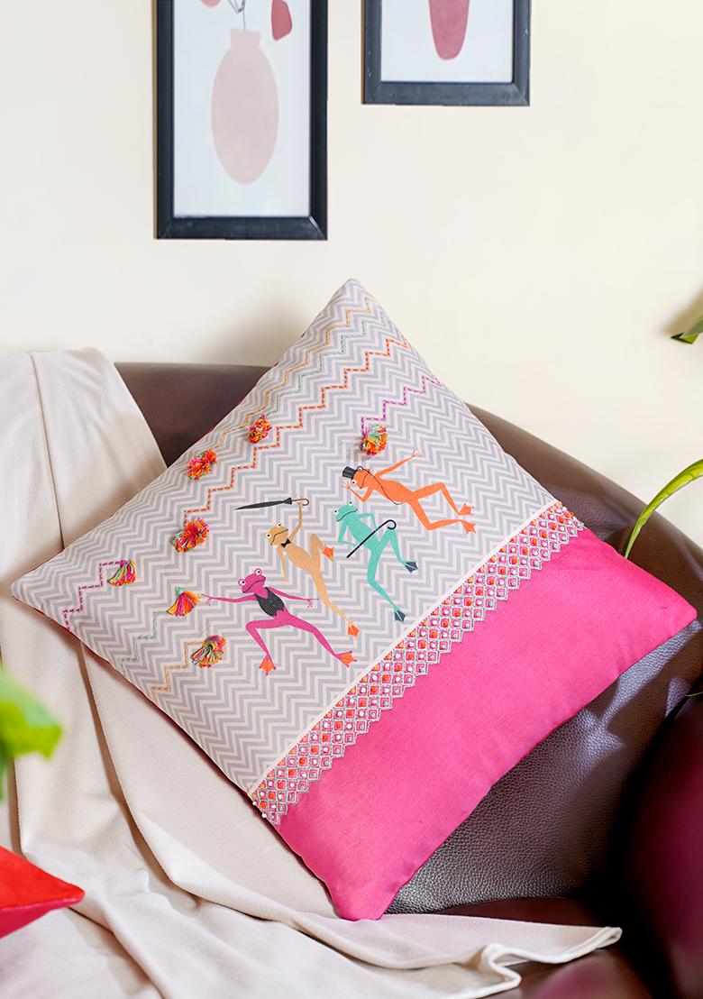Multi Pure Joy Dancing Frogs Cushion Cover