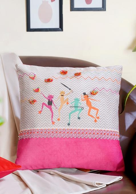 Multi Pure Joy Dancing Frogs Cushion Cover