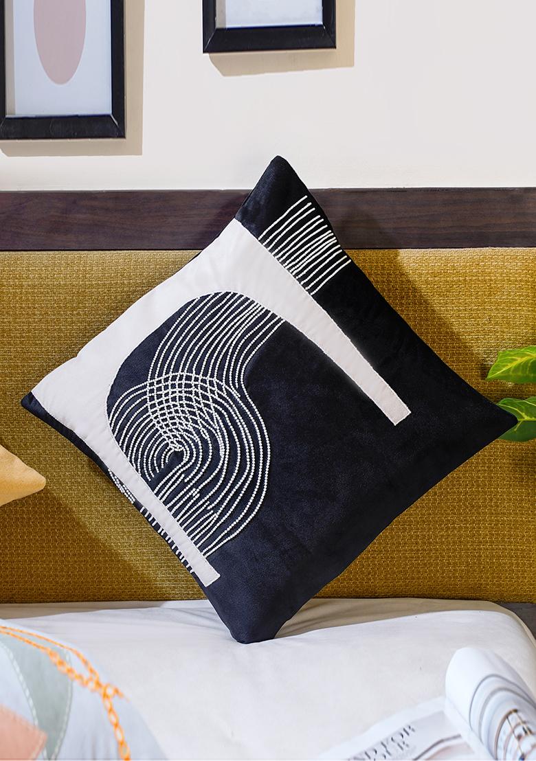 Black Mesmerizing Mystery Velvet Abstract Cushion Cover