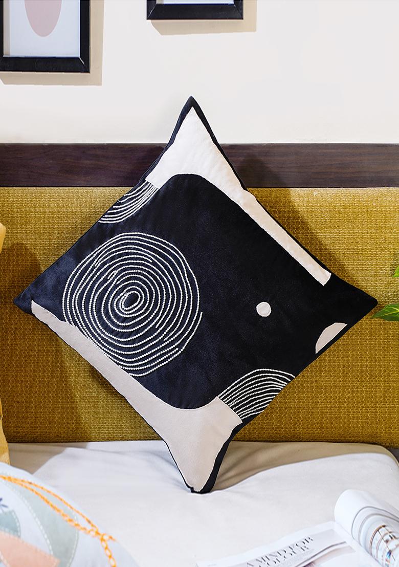 Black Abstract Velvet Cushion Covers