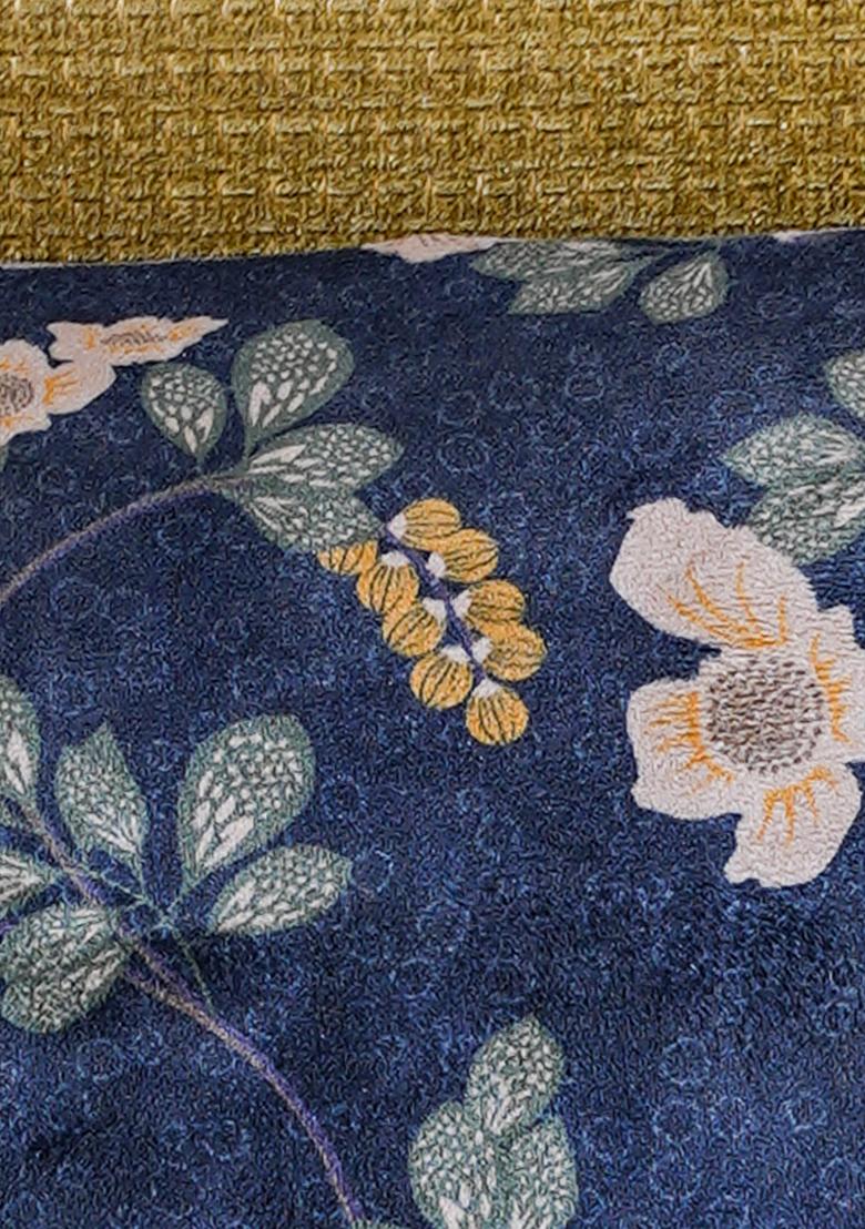 Green Floral Velvet Cushion Cover