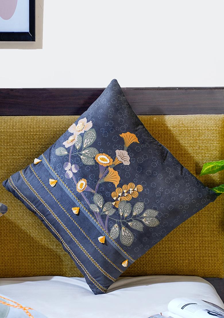 Sea Green Floral Cushion Cover