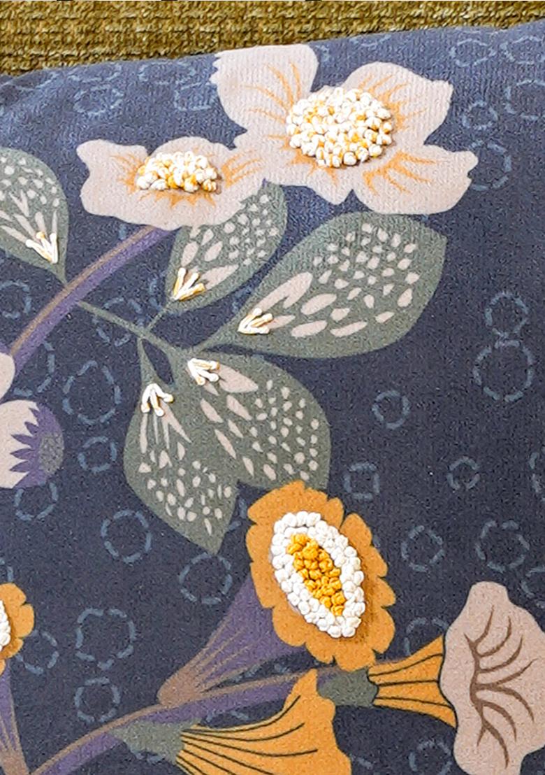 Sea Green Floral Cushion Cover