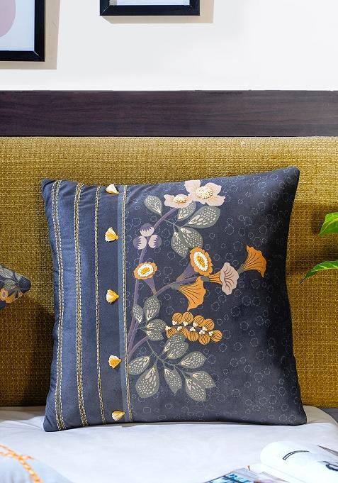 Sea Green Floral Cushion Cover