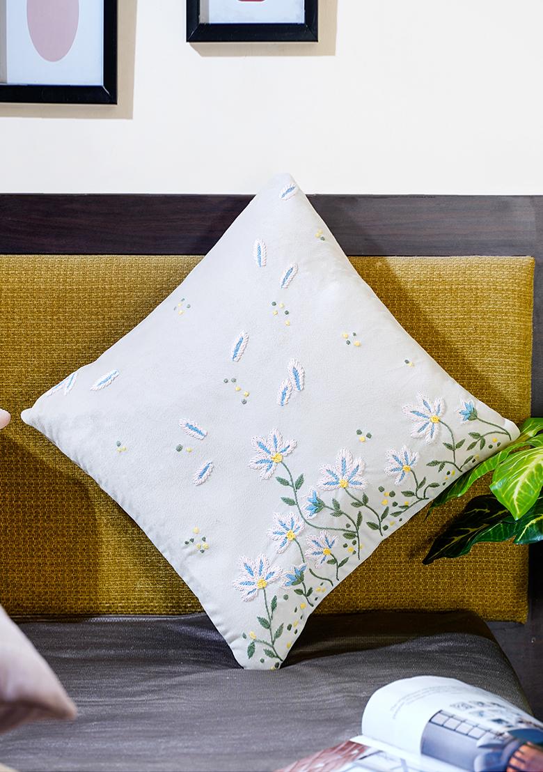 Off White Whispers Of Spring Floral Cushion Cover
