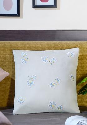 Off White Whispers Of Spring Floral Velvet Cushion Cover